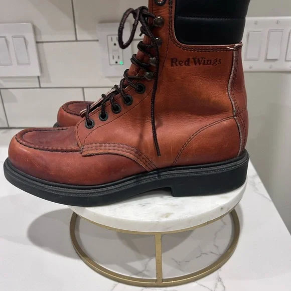 Vintage Red Wings Steel Toe Work Boot High Ankle Size 7.5 B Men’s Leather